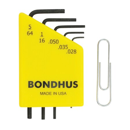 Bondhus Set 5 Hex L-Wrench .028-5/64" in Clamshell with Card 12243